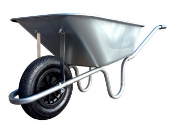 110l galvanised metal pan TWIN double wheelbarrow with puncture proof wheel 